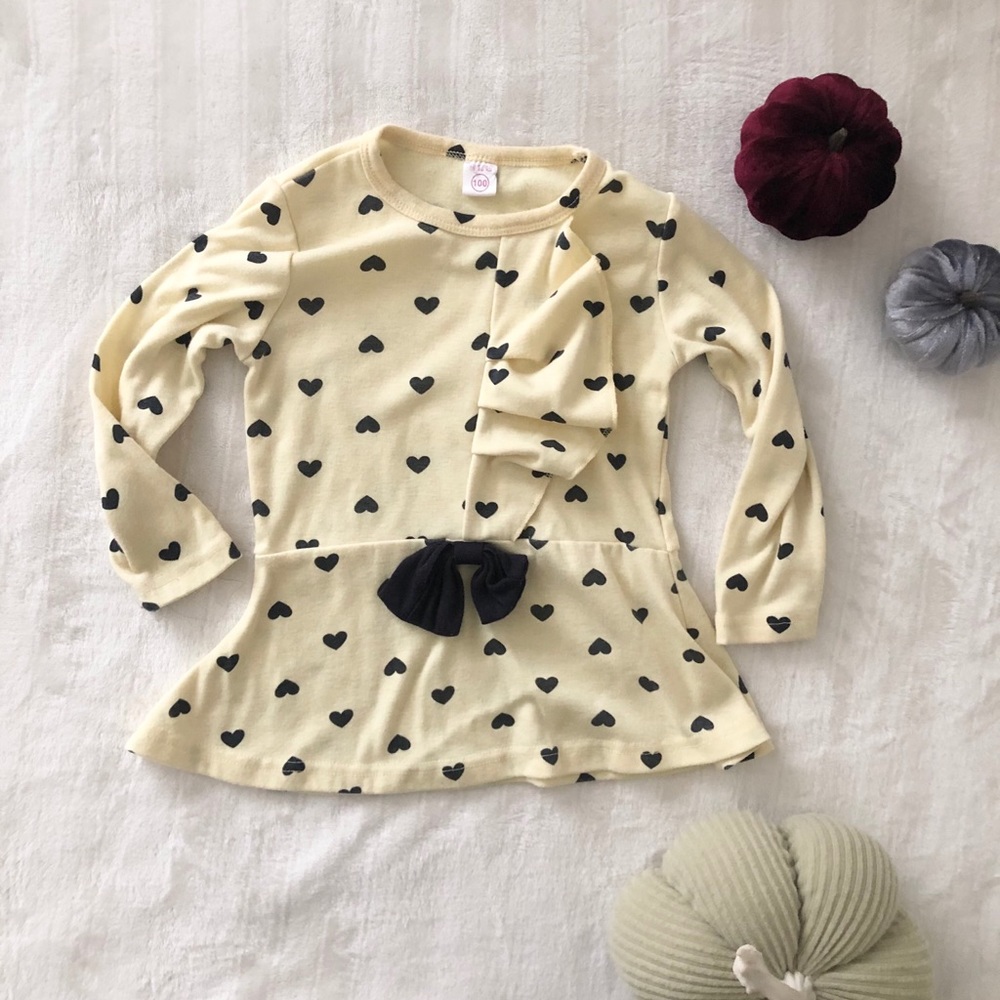 Toddler Yellow Bow Long Sleeve Top